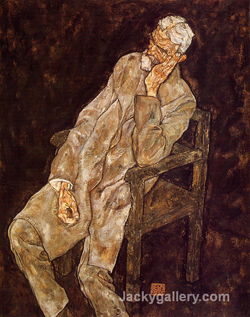 Portrait of an Old Man (Johann Harms) by Egon Schiele paintings reproduction